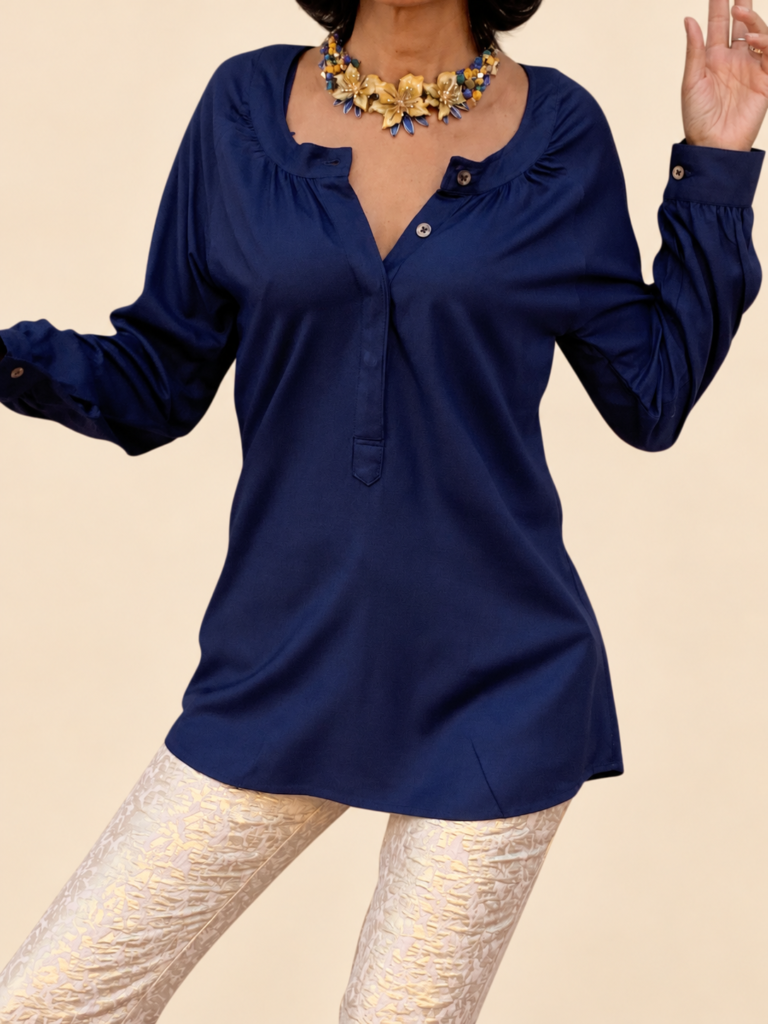 Bambusbluse Blau