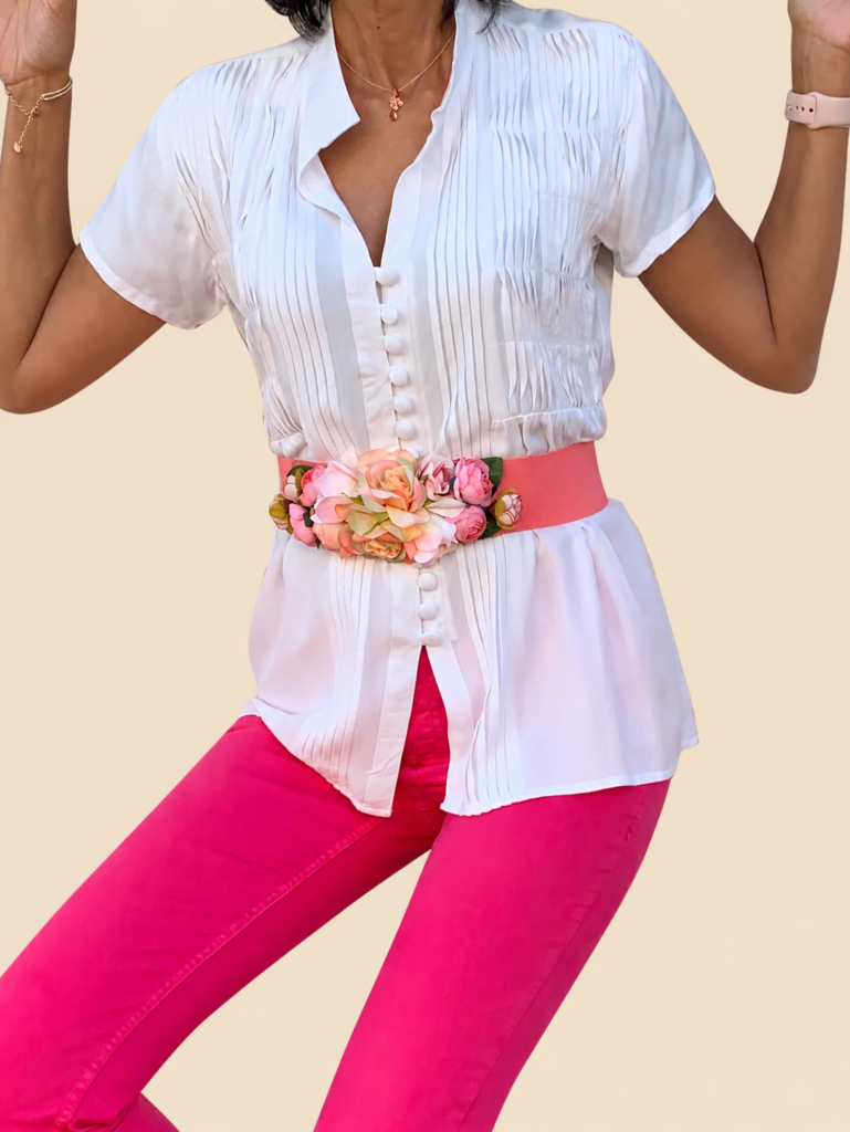 Bambusbluse Weiss Kurzarm