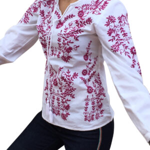 Handbestickte Popeline Baumwolle Bluse