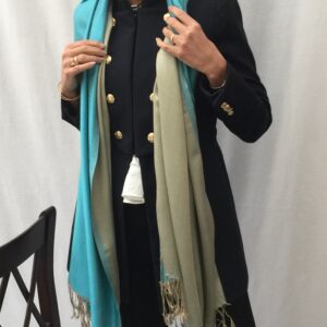 Seidenschal (Türkis und Gold/Beige