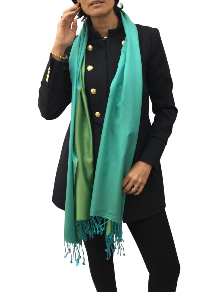 Silk Shawl scarf türkis grün and mint