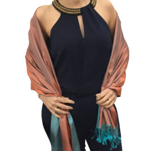 Seidenschal Rust und Türkis