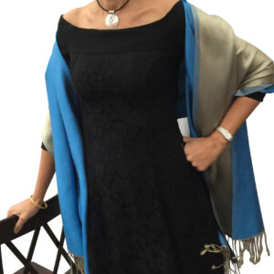 Silk Shawl scarf gold and blue