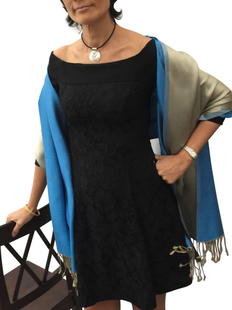 Silk Shawl scarf gold and blue