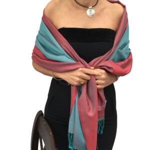 silk shawl blue red