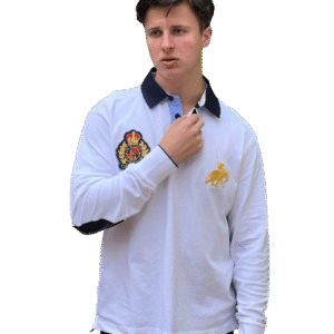 Polo Shirt Weiss Langarm, Pique Polohemd