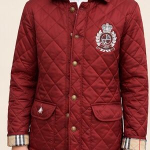 Rote Steppjacke Herren mit Wappen-Stickerei – Fleur d'Héritage Übergangsjacke