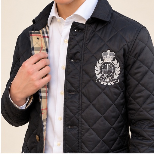 Steppjacke Schwarz Herren, Übergangsjacke, Fleur d'Héritage – Detailansicht 4