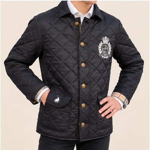 Steppjacke Schwarz Herren, Übergangsjacke, Fleur d'Héritage – Detailansicht 2