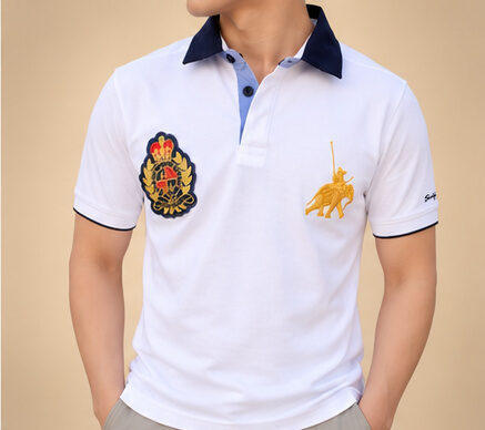 Weisses Poloshirt Kurzarm Herren – Vorderansicht klassischer Schnitt – Fleur d'Héritage