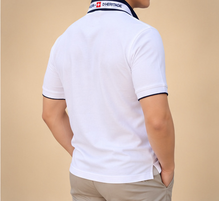 Weisses Poloshirt Kurzarm Herren – Rückansicht – Fleur d'Héritage