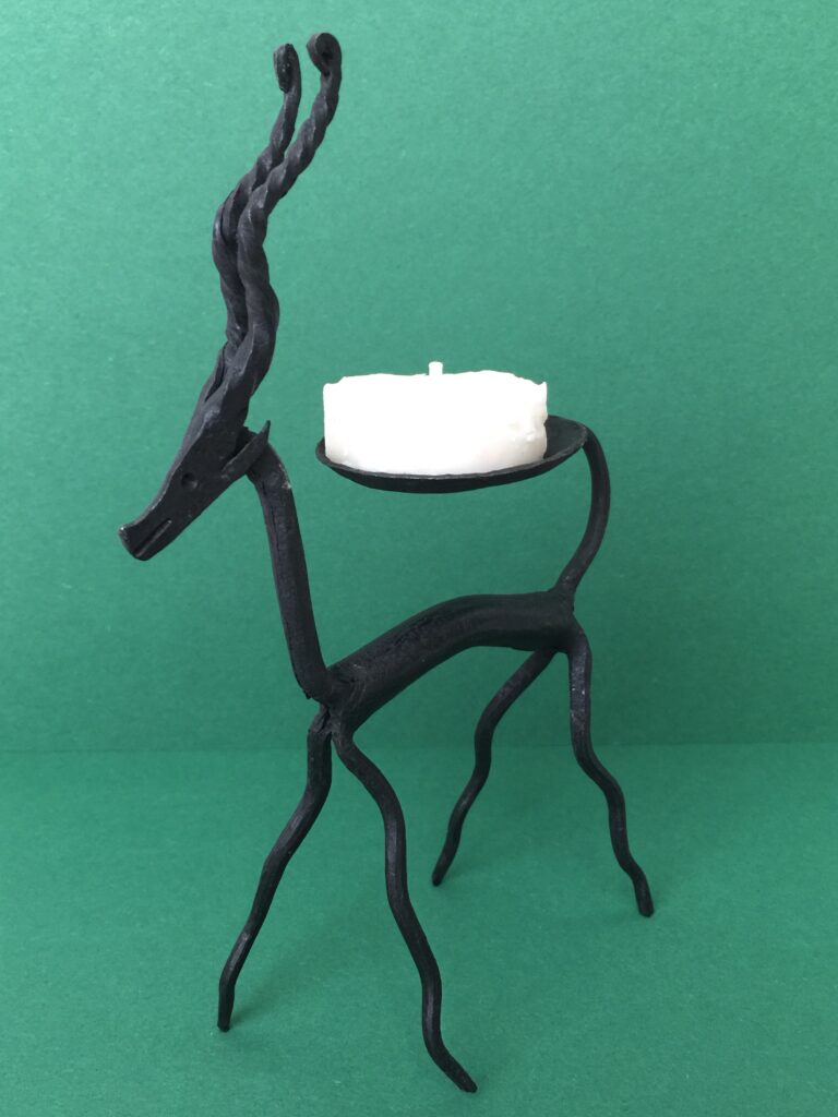 Hirsch-Kerzenhalter, Impala-Design, aus Schmiedeeisen
