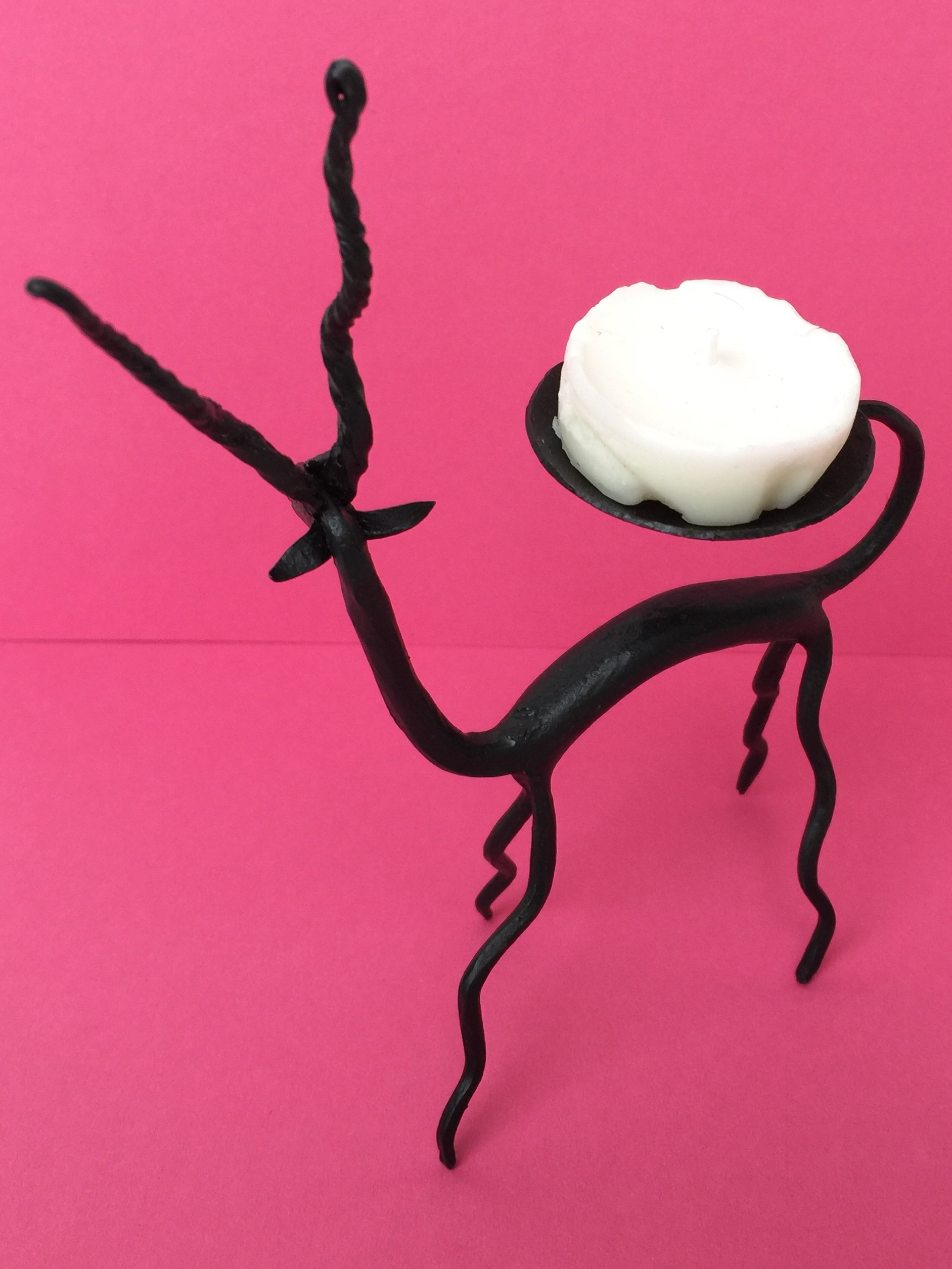 Hirsch-Kerzenhalter, Kudu-Design, aus Schmiedeeisen – Bild 2